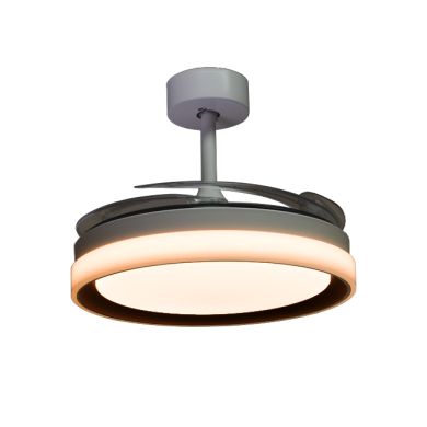 Ventoinha de tecto KIGALI MINI branca/preta 4palas retráteis 48W LED 3000|4000|6000K Alt.35xD91/40cm