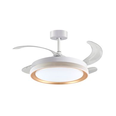 Ceiling fan DC KIGALI MINI white/gold, 4 retractable blades, 48W LED 3000|4000|6000K, H.35xD.91/40cm