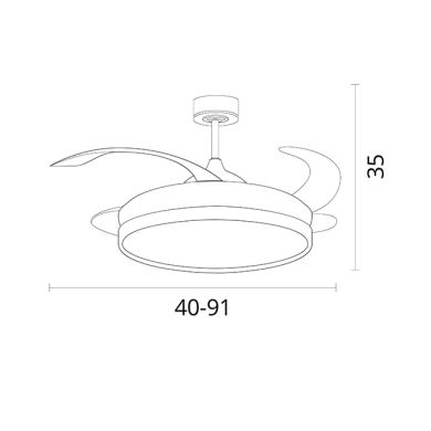 Ventoinha de tecto KIGALI MINI branca/dourada 4palas retráteis 48WLED 3000|4000|6000K Alt35xD91/40cm