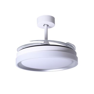 Ceiling fan DC KIGALI MINI white/silver, 4 retractable blades 48W LED 3000|4000|6000K H.35xD.91/40cm