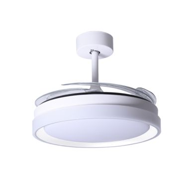 Ceiling fan DC KIGALI MINI white/white, 4 retractable blades, 48W LED 3000|4000|6000K H.35xD.91/40cm