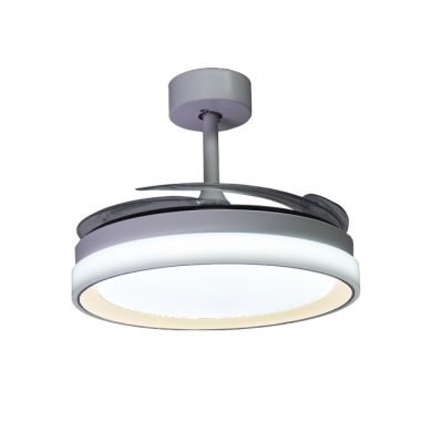 Ventoinha tecto KIGALI MINI branca/branca 4palas retráteis 48W LED 3000|4000|6000K Alt.35xD.91/40cm