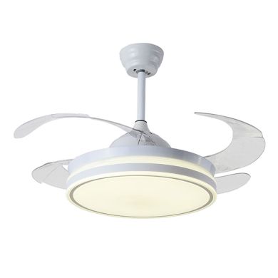 Ventoinha de tecto ASGARD branca, 4 palas retráteis, 72W LED 3000|4000|6000K, Alt.35xD.108/50cm