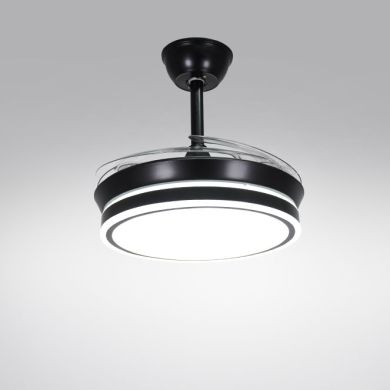 Ventoinha de tecto ASGARD MINI preta, 4 palas retráteis, 48W LED 3000|4000|6000K, Alt.45xD.91/40cm