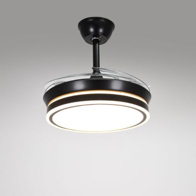 Ventoinha de tecto ASGARD MINI preta, 4 palas retráteis, 48W LED 3000|4000|6000K, Alt.45xD.91/40cm