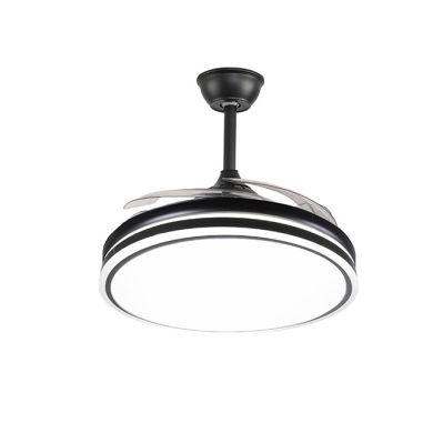 Ventoinha de tecto ASGARD preta, 4 palas retráteis, 72W LED 3000|4000|6000K, Alt.35xD.108/50cm