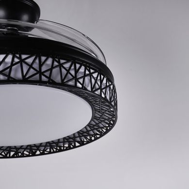 Ventilador DC NIDO negro, 4 aspas retráctiles, 72W LED 3000|4000|6000K, Al.35xD.108/50cm