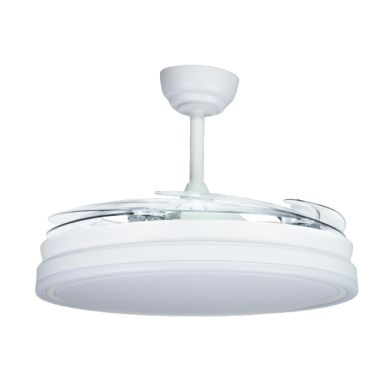 Ventilador DC NEW ASGARD XL blanco, 4 aspas retráctiles, 80W LED 3000|4000|6000K Al.35/45xD.132/60cm
