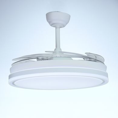 Ventilador DC NEW ASGARD XL blanco, 4 aspas retráctiles, 80W LED 3000|4000|6000K Al.35/45xD.132/60cm