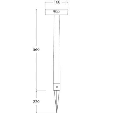 Pincho de Exterior FIORINA 2W LED 4000K c/sensor movimiento y panel solar IP55 Al.78xD.16cm negro