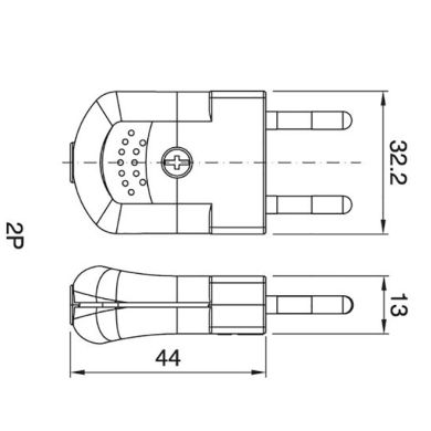 White rewirable plug 2P S10, 250Vac, 10A, IP20, in thermoplastic resin