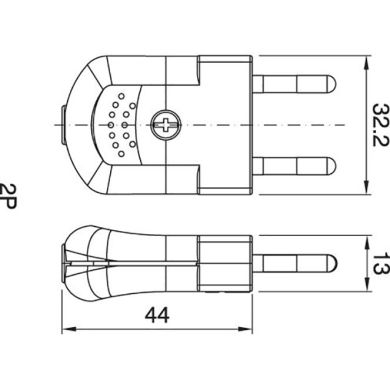 Black rewirable plug 2P, 250Vac, 10A, IP20, in thermoplastic resin