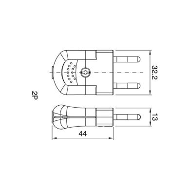 Transparent rewirable plug 2P, 250Vac, 10A, IP20, in thermoplastic resin