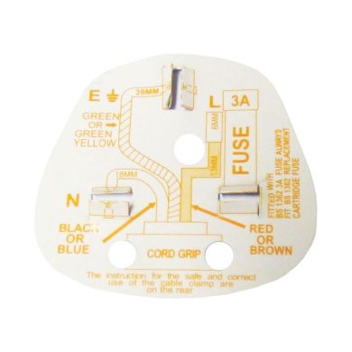 Ficha Inglesa (UK) tipo G preta com fusível 3A, 2P+T, 250Vac, em resina termoplástica