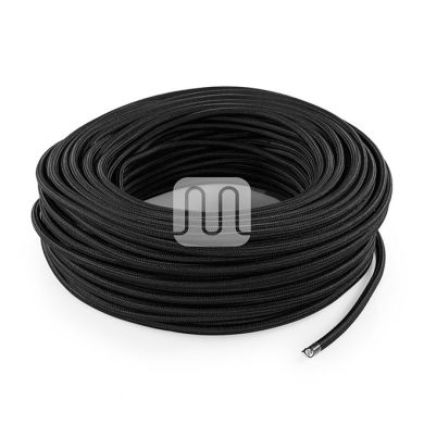 Flexible round fabric covered electrical cable H03VV-F 2x0,75 D.6.2mm black TO62