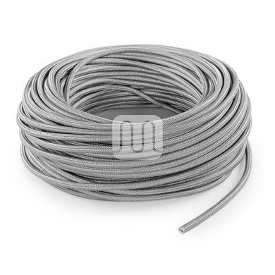 Cable eléctrico cubierto con tela redonda flexible H03VV-F 2x0,75 D.6.2mm plata TO69