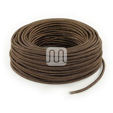 Flexible round fabric covered electrical cable H03VV-F 2x0,75 D.6.2mm lamé brown TO456