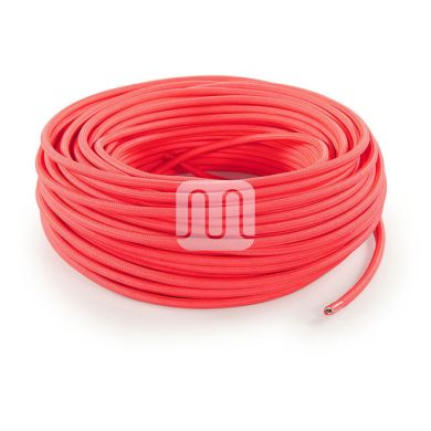 Flexible round fabric covered electrical cable H03VV-F 2x0,75 D.6.2mm fluo fuchsia TO81