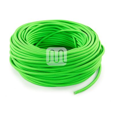 Cable eléctrico cubierto con tela redonda flexible H03VV-F 2x0,75 D.6.2mm verde fluorescente TO67