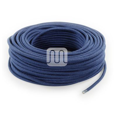 Cabo elétrico redondo flexível revestido a tecido H03VV-F 2x0,75mm2 D.6.8mm, em azul jeans TO410
