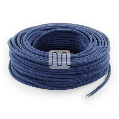 Cable eléctrico cubierto con tela redonda flexible H03VV-F 2x0,75 D.6.8mm azul jeans TO410