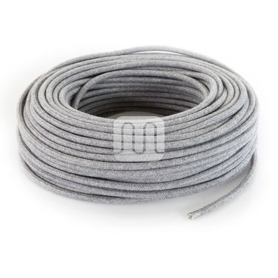 Flexible round fabric covered electrical cable H03VV-F 2x0,75 D.6.8mm grey TO413