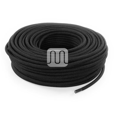 Flexible round fabric covered electrical cable H03VV-F 2x0,75 D.6.8mm black TO414