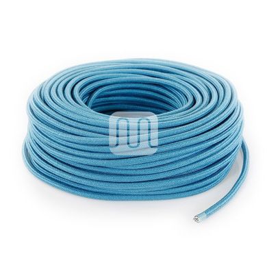 Cable eléctrico cubierto con tela redonda flexible H03VV-F 2x0,75 D.6.8mm turquesa TO419