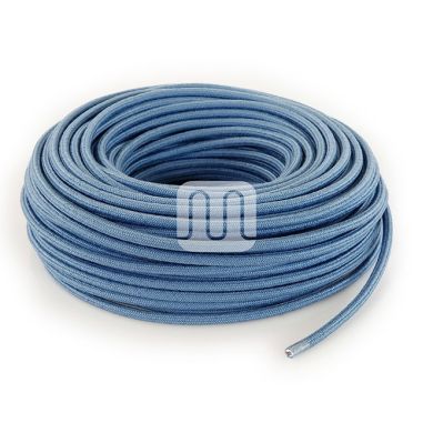 Cable eléctrico cubierto con tela redonda flexible H03VV-F 2x0,75 D.6.8mm azul TO421
