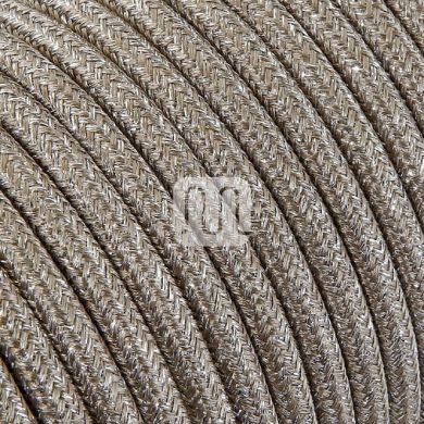 Flexible round fabric covered electrical cable H03VV-F 2x0,75 D.6.2mm lamé sand TO451