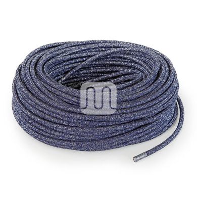 Flexible round fabric covered electrical cable H03VV-F 2x0,75 D.6.2mm lamé jeans TO459