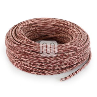 Flexible round fabric covered electrical cable H03VV-F 2x0,75 D.6.8mm sand cherry TO448