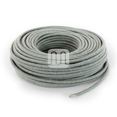 Cable eléctrico cubierto con tela redonda flexible H03VV-F 2x0,75 D.6.8mm verde salvia/arena TO451