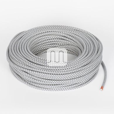 Flexible round fabric covered electrical cable H03VV-F 2x0,75 D.6.8mm cream graphite TO504