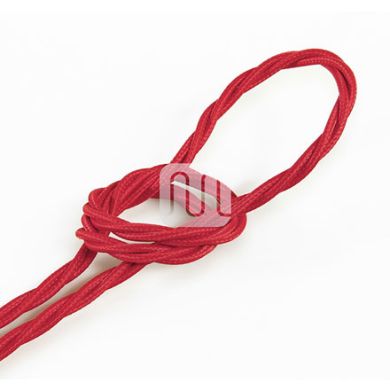 Twisted fabric covered electrical cable H05V2-K FRRTX 2x0,75 D.5.8mm red TR7