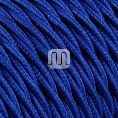 Twisted fabric covered electrical cable H05V2-K FRRTX 2x0,75 D.5.8mm blue TR10