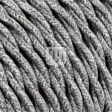 Twisted fabric covered electrical cable H05V2-K FRRTX 2x0,75 D.6.3mm canvas grey TR402