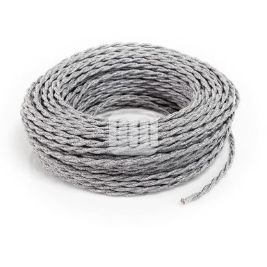 Twisted fabric covered electrical cable H05V2-K FRRTX 3x0,75 D.7.0mm canvas grey TR402