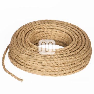 Twisted fabric covered electrical cable H05V2-K FRRTX 3x0,75 D.7.8mm jute TR415