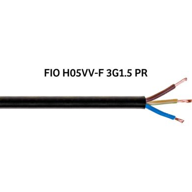 Cabo Baixa Tensão flexível H05VV-F (FVV) 3x1,5mm2 preto