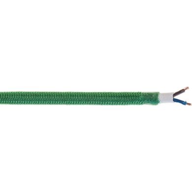Green fabric covered electrical flat cable H03VVH2-F 2x0,75mm² (Coil 200m)