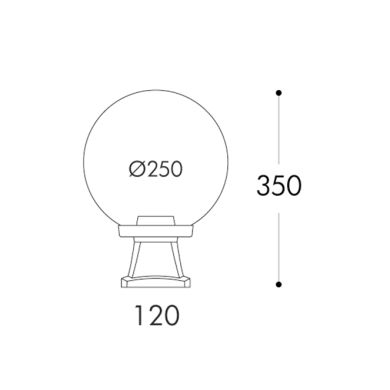 Farola GLOBE 1xE27 IP55 Al.35xD.25cm resina negra