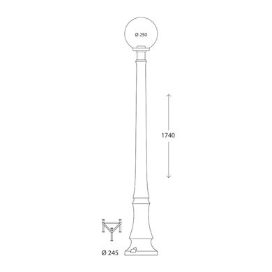 Farola GLOBE 1xE27 8,5W con pulsador CCT (3colores) IP55 Al.174xD.25cm resina negra