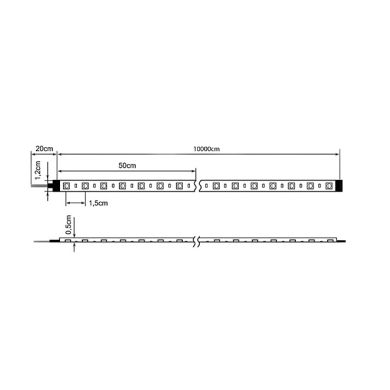 Tira LED 230V 15W/m 72LED/m RGB+W (4000K) IP65 100m/rolo