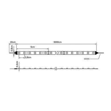 LED Strip 24Vdc 9,6W/m 120LED/m 4000K IP20 50m/roll