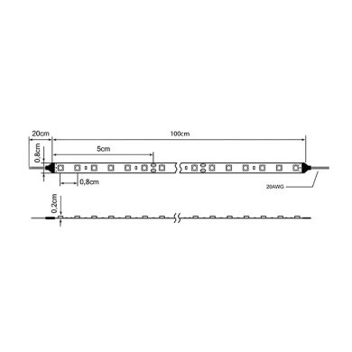 LED Strip 24Vdc 9,6W/m 120LED/m 6000K IP20 1m (multiples of 5m)