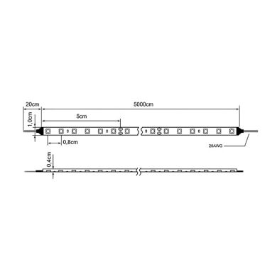 Fita LED 24Vdc 9,6W/m 120LED/m 3000K IP67 50m/rolo