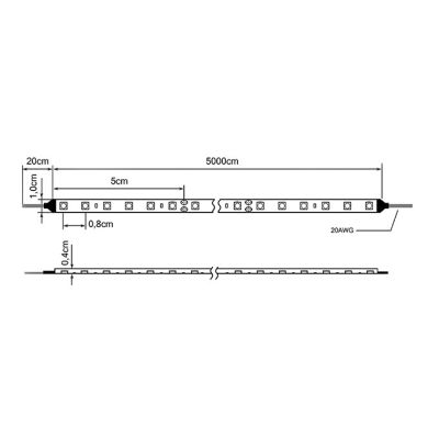 LED Strip 24Vdc 9,6W/m 120LED/m 6000K IP67 50m/roll