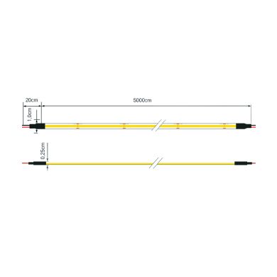 COB LED Strip 24Vdc 14W/m 512LED/m 3000K IP20 50m/roll