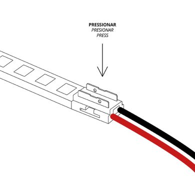 Conector com cabo para Fita LED SMD/COB 1cor 10mm (2pinos) 12/24V IP20 transparente
